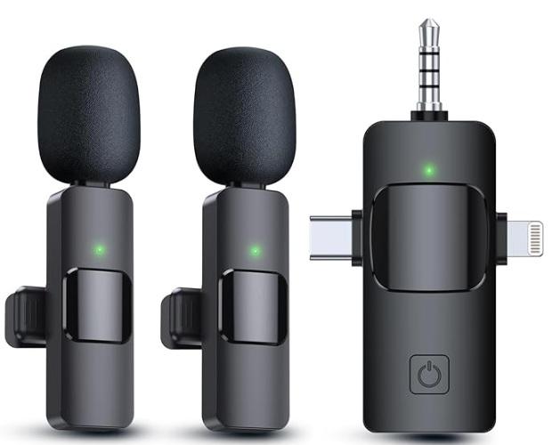 Micrófono inalambrico de solapa 3 en 1 K15 set X2 EJ-B6105