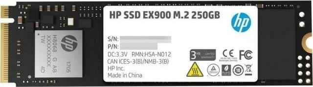 Disco SSD NVMe HP EX900 M.2 de 250GB