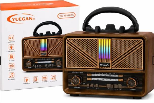Parlante Radio Vintage YG-7051BTS Bluetooth FM/AM/SW Solar y Linterna