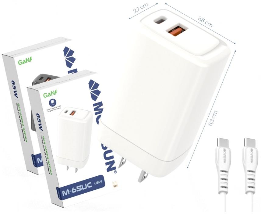 Cargador Movisun M-65UC 65W Tecnologia GaN