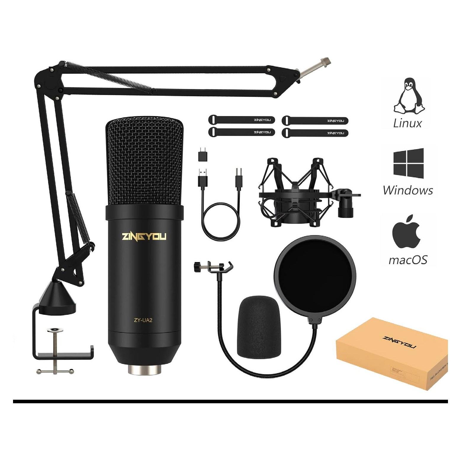 Kit Micrófono Condensador USB UA-2 con Brazo y Filtro